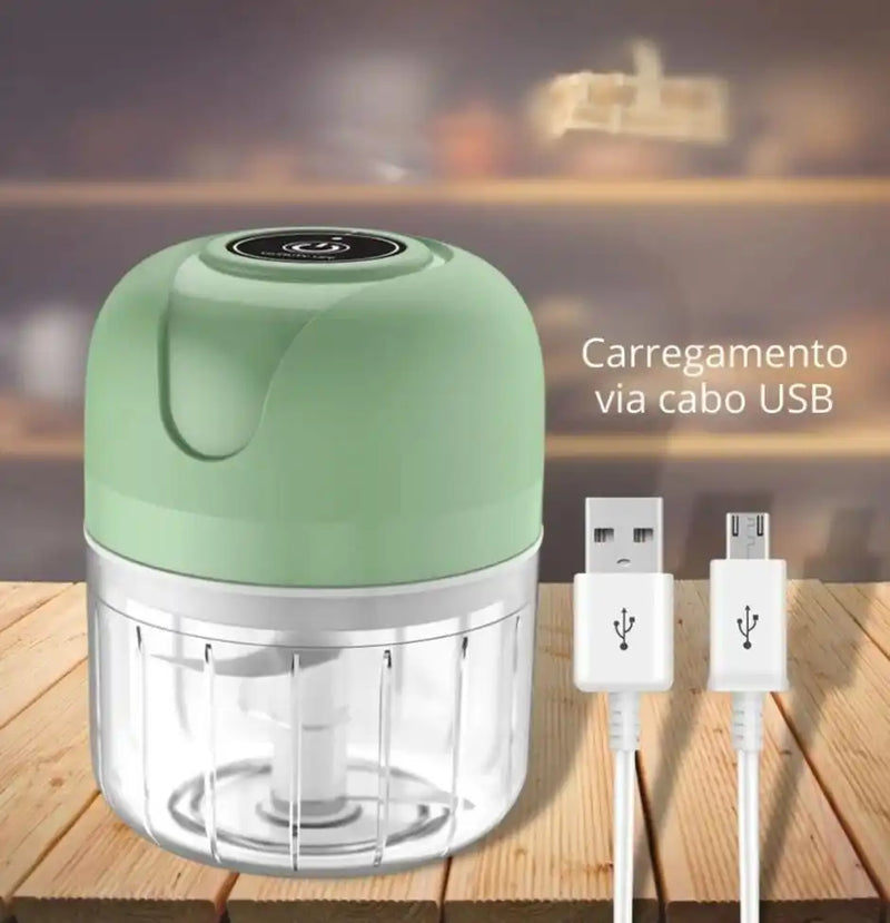 Mini Processador Triturador Elétrico 3 Laminas Recarregável USB 250ml